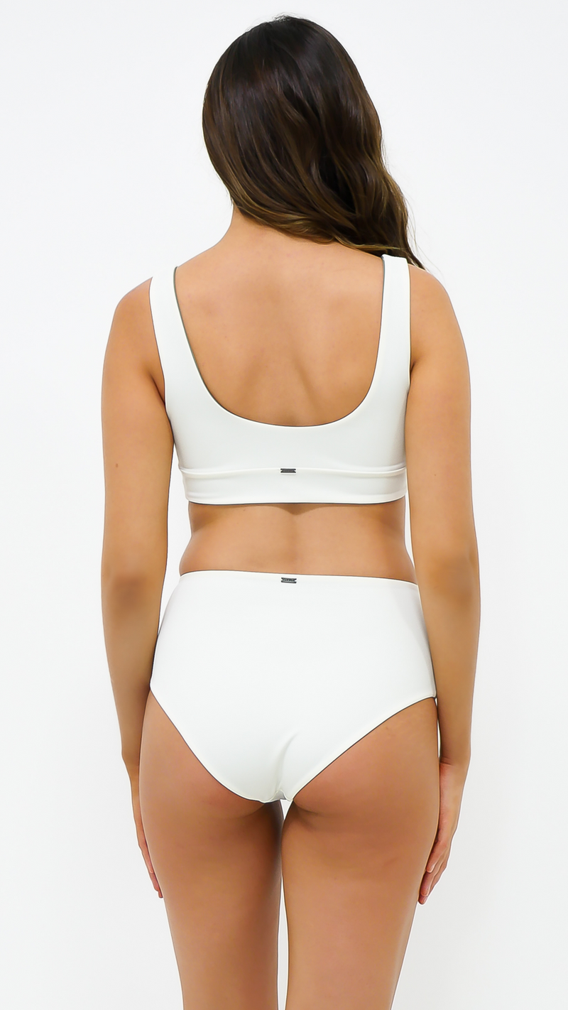 HIGH RISE | Reversible Bottom in Crema & Olive - NANKU SWIMWEAR