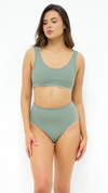 HIGH RISE | Reversible Bottom in Crema & Olive - NANKU SWIMWEAR